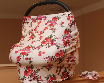 Stretchy baby Car Seat Canopy Cover, 360 Breastfeeding Nursing Cover.