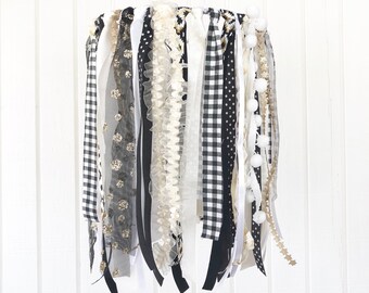 READY TO SHIP Black and White Mobile, Gender Neutral Mobile, Monochromatic Nursery, Neutral Nursery Decor, White Nursery, Gold Nursery
