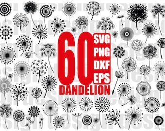 DANDELION SVG, dandelion clipart, dandelion silhouette, flower svg, floral svg, flower clipart, floral clipart, cut file , stencil, vinyl