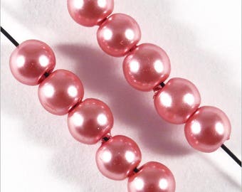 100 Pearl 4 mm Czech glass beads pink