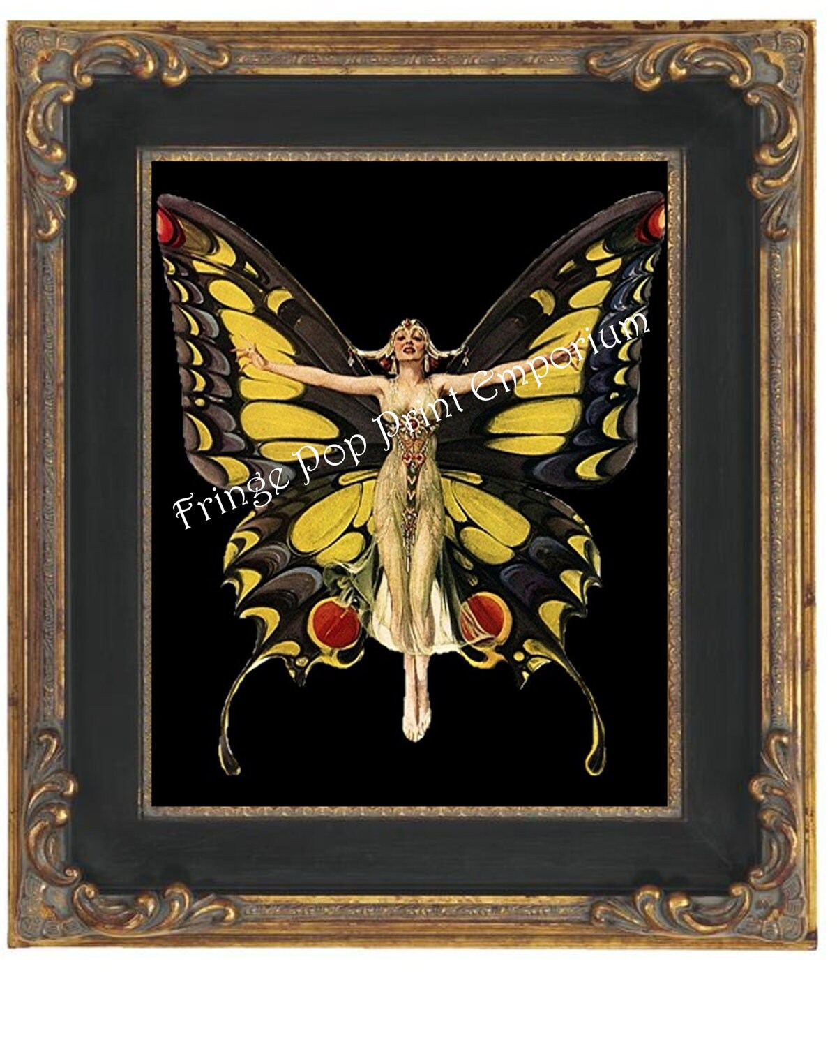 Art Deco Flapper Butterfly Art Print 8 x 10 Glamorous