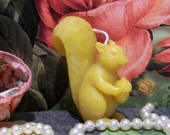 2 Beeswax Squirrel Candles