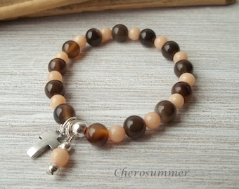 Gemstone bracelet agate jade cross