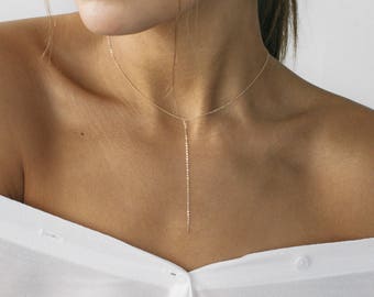 CLARA Lariat Necklace • Simple Chain Lariat Necklace • Delicate Y necklace, Simple Statement Necklace, Dainty Lariat, Delicate Chain, Gift