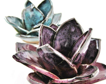 Pottery incense burners, handmade flower incense burners, incense holder, yoga decor, home decor - In stock
