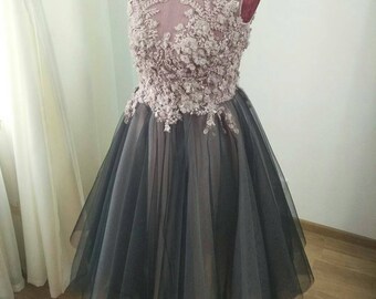 Tulle and lace short wedding dress
