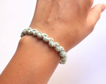 Mint Green Fabric Bracelet, Textile Bracelet, Hippie Bracelet, Tshirt Yarn Bracelet, Bohemian Bracelet, Summer Bracelet, Casual Bracelet