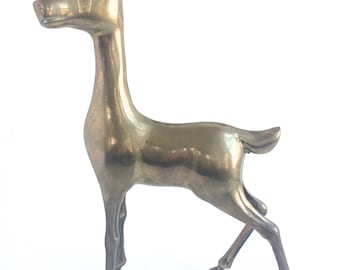 Large Brass Deer Figurine - Large Brass Deer Statue - Brass Animal Figurine - Mid Century Modern - Brass Woodland Animal Figurine