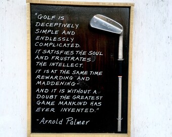 Arnold Palmer/ Golf is... New larger size! Reclaimed Wood/ Vintage golf club/ golf gift