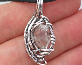 Quartz Pendant Wire Wrapped Pendant Sterling Silver Quartz Crystal Wire Wrap Jewelry Quartz Jewelry Wire Wrap Handmade