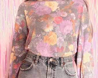 Rare 90s LA ANNEX Pastel Grunge Top - Pastel Goth, 90s Pastel Grunge Sweater, 90s Clothing, 90s Grunge, Grunge Clothing, 90s Vintage, Floral