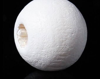 50 white 8 mm wood beads