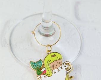 Mermaid Teacup Wine Charm