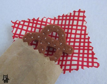 Hand Sewn Felt Pretzel Brooch
