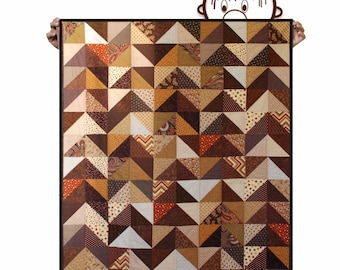 Quilt - Brown, camel & beige - Lap Throw size - Ready to ship
