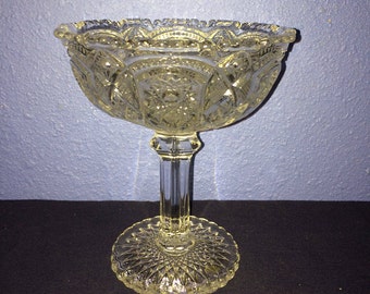 Vintage Pressed Glass Pedestal Bowl