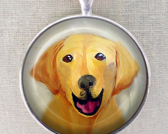 Yellow Lab Keychain ~ Gifts for Him ~ Original Art Mini Painting ~ April Birthday ~ Dog Keychain