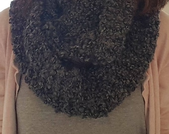 Chunky Knit Infinity Scarf - Charcoal Gray
