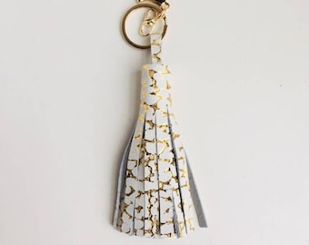 Tassel Keychain- White Gold