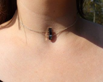 Swarovski Crystal and Rhodium Coated Sterling Silver Reversible Minimalist Necklace