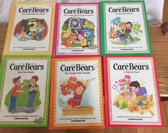 Six Vintage Care Bears Hardcover Books