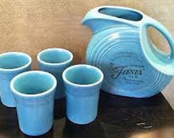 60th Anniversary Fiesta Disc Pitcher and Tumbler set in original box - only displayed, never used