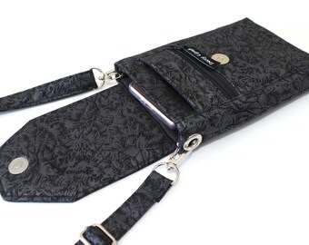 Black cell phone purse - cell phone wallet - small crossbody purse - cell phone pouch - small black purse - gift for her - mobile phone bag