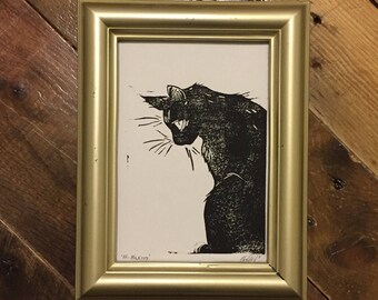 His Majesty - Handmade Cat Block Print