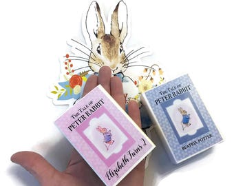 Vintage Peter Rabbit Favor Boxes | Slider Box | Beatrix Potter Book Pink Blue | New Baby Boy Girl One Year Birthday Shower | 25 Personalized