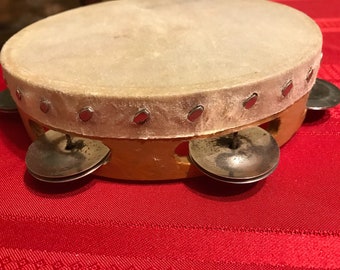 Vintage 1960s rhythm craft Tambourine flower child