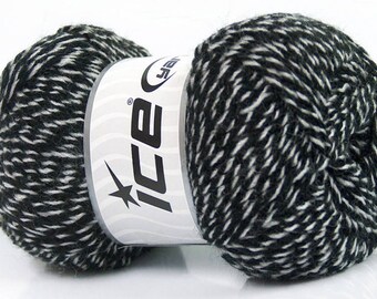 2 Skeins - Winter Yarn, Grey and Black