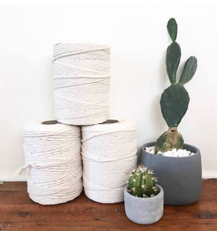 Macrame Cord 4mm x 2kg (approx 500m) Single Twisted Soft Natural