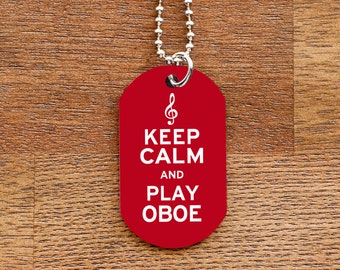 Keep Calm and Play Oboe Tag Necklace for Marching Band Geeks