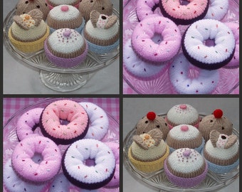 2 Knitting Patterns - instant download - donuts, cakes and buns just 4 US dollars