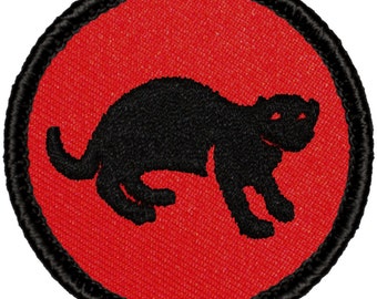 Red & Black Mongoose Patch (R008) 2 Inch Diameter Embroidered Patch