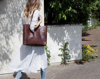 Large Dark Brown Leather Tote bag No. LPB-1013