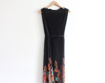 Pleated 70s Sheer Floral Midi Dress