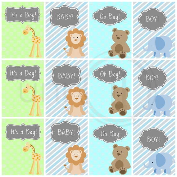 baby boy gift tags baby shower tags digital zoo animal