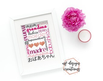 Mother's Day Card, pink and red, instant download