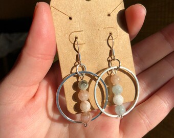 Morganite dangle hoops