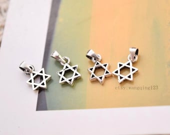 4 pcs star of david charms pendants in oxidized sterling silver, LX1