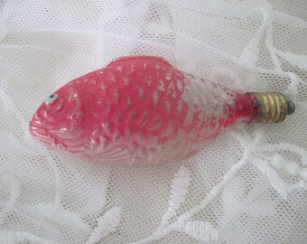 Vintage Japanese Glass Electric Light Christmas Decoration of a Fish c1920