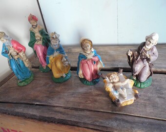 Beautiful Vintage Nativity Figures 6 Piece Set...Italy