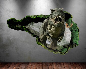 Dinosaur Wall Decal Wall Stickers Full Color 3D Dinosaur Wall Art Sticker Boys Decal Mural Transfer Graphic Wall Stickers WSD76