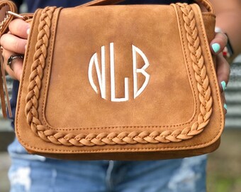 Monogram Braided Crossbody | Monogram Flapover | Personalized Purse | Monogrammed Purse | Monogram Crossbody | Flapover Crossbody