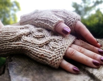 Knitting Pattern for Cabled Handsies Fingerless Gloves