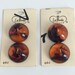 Vintage Buttons - Tortoise Shell Large Domed 2 Hole Buttons - Set of 4 on 2 Original Button Cards - Mid Century Plastic Tortoise Buttons
