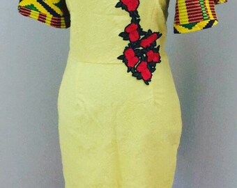 African print dress with fringe