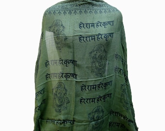 Prayer scarf/ Om scarf/ Ganesha scarf/ cotton scarf/ alphabet scarf/ meditation scarf/ yoga scarf/ gift scarf / gift ideas.