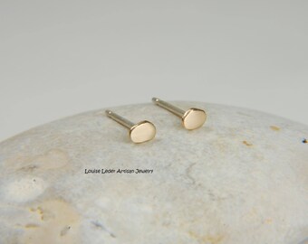 Tiny Gold Earrings 14K Gold Studs Minimalist Earrings Organic Earrings Gold Stud Earrings Simple Gold Earrings